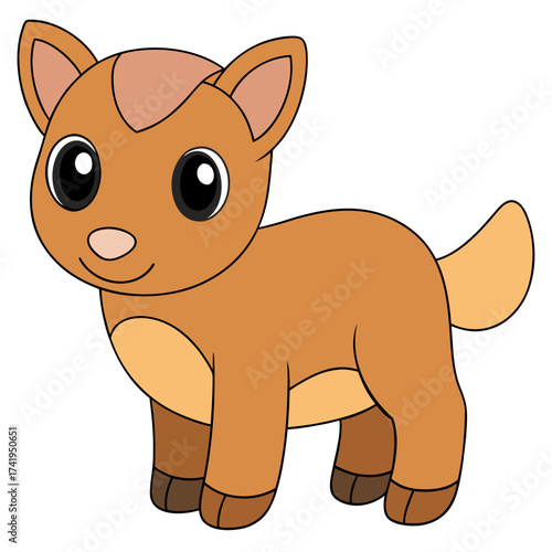 Cute cartoon foal standing on a white background illustration