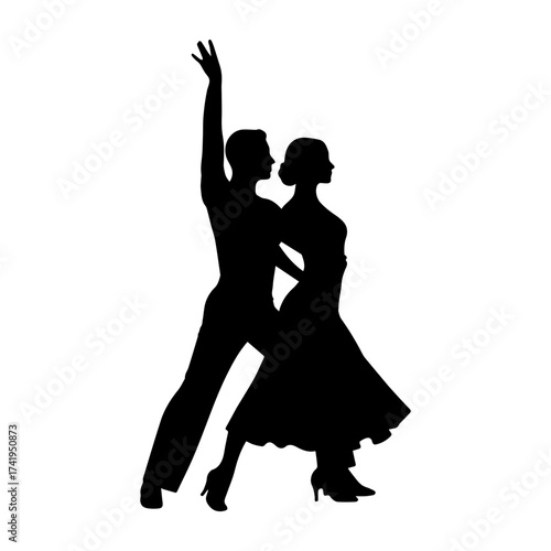 A couple dancing in a classic ballroom pose vector silhouette
