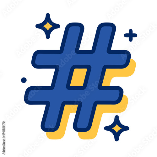 Dynamic digital marketing graphic featuring a prominent hashtag symbol, symbolizing online visibility, trending content, and social media connectivity for modern brand strategies