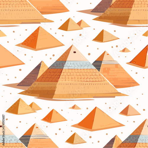 A seamless Egyptian pyramid geometric pattern with angular shapes. Great for wallpapers, branding, and historical surfaces.