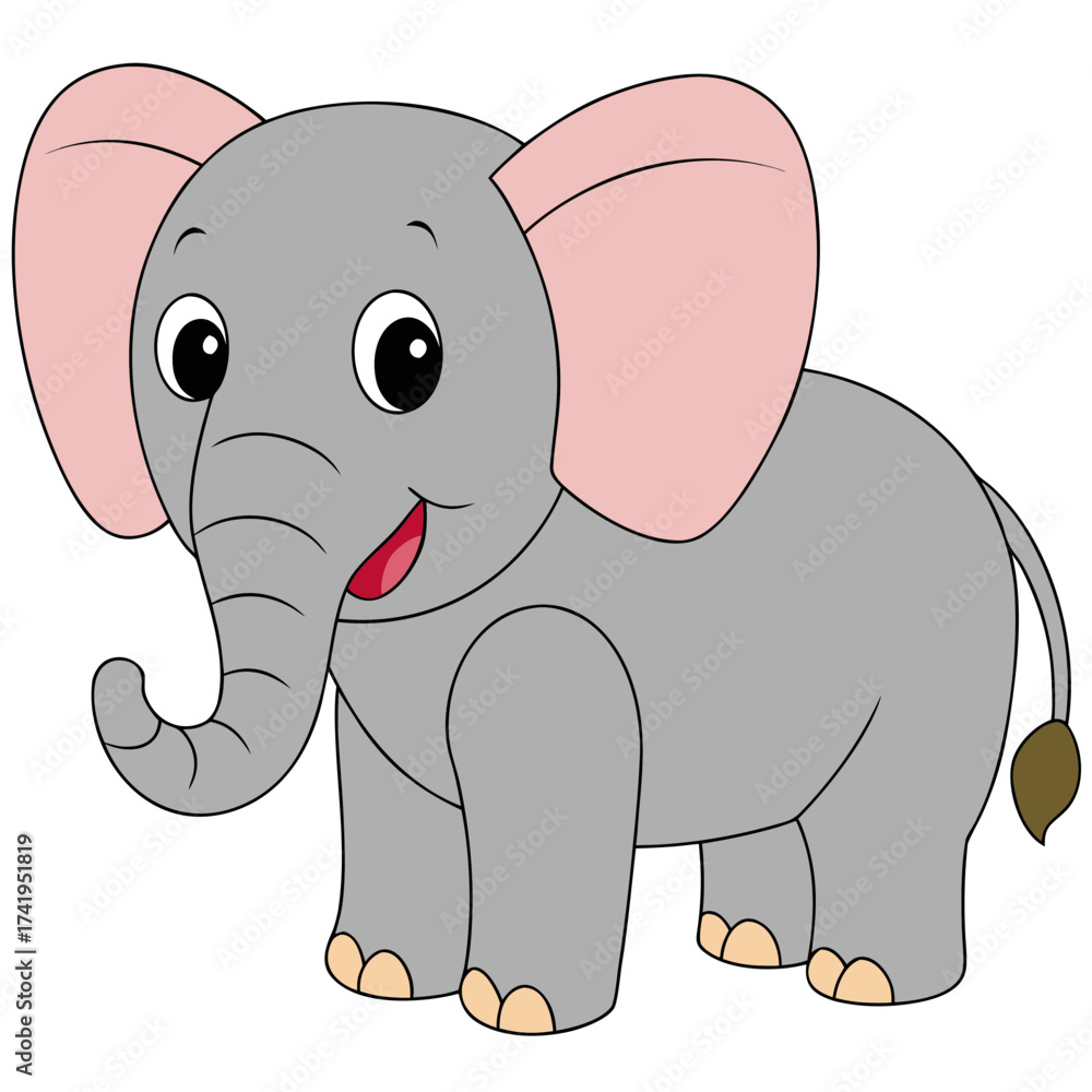 Naklejka premium Cartoon elephant vector illustration, cute animal design for children