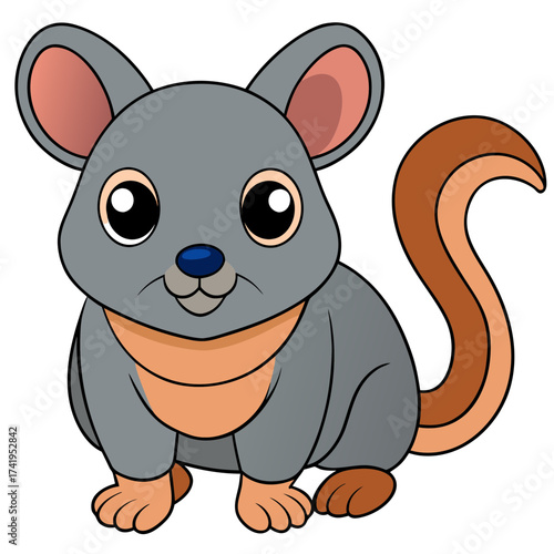 Cute cartoon opossum illustration with detailed outlines and colors