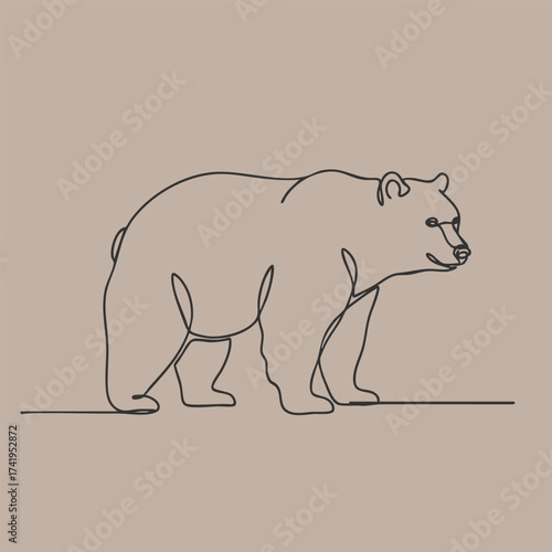 Minimalist Line Drawing of a Bear on a Neutral Emphasizing Simplicity and Elegance in Animal Art
