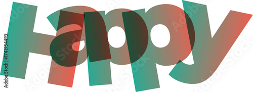 Happy Text Design in Gradient Colors Concept of Wellbeing and Joy