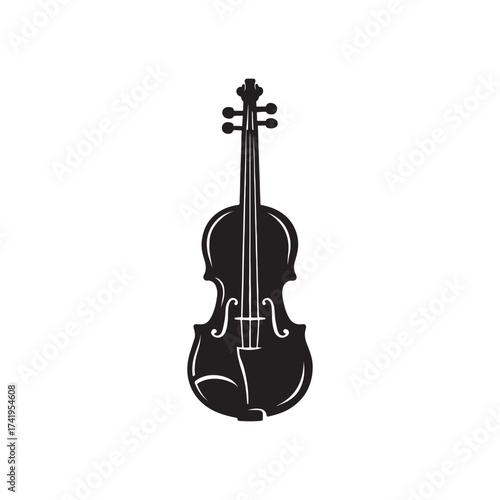 Monochrome Illustration of a Stringed Instrument Classic Musical Heritage