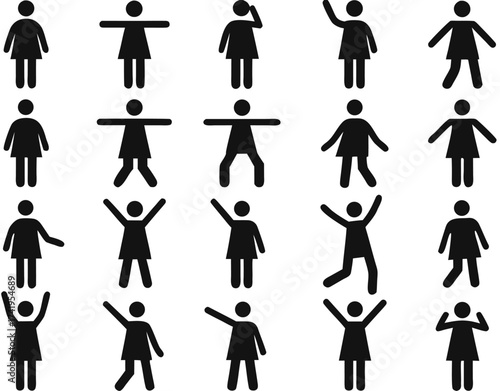 Set of active human pictogram in different colors illustrated

