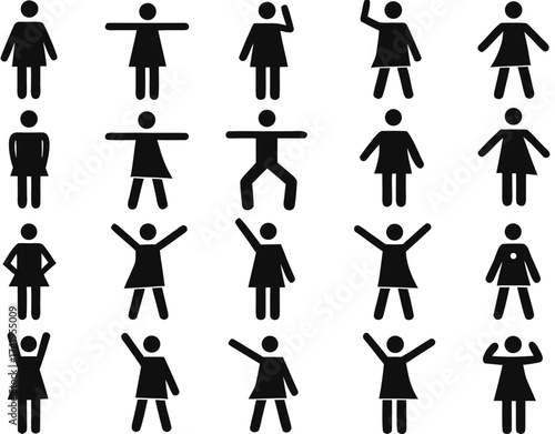 Set of active human pictogram in different colors illustrated


