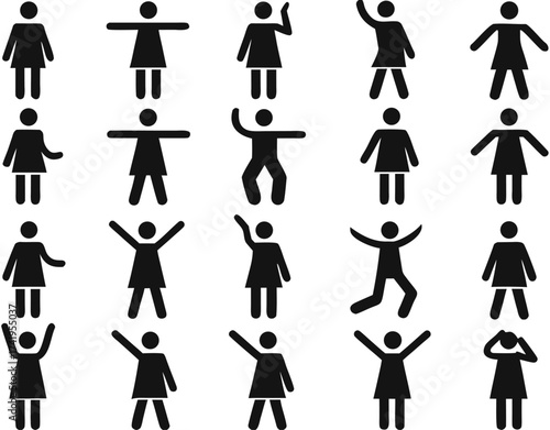 Set of active human pictogram in different colors illustrated


