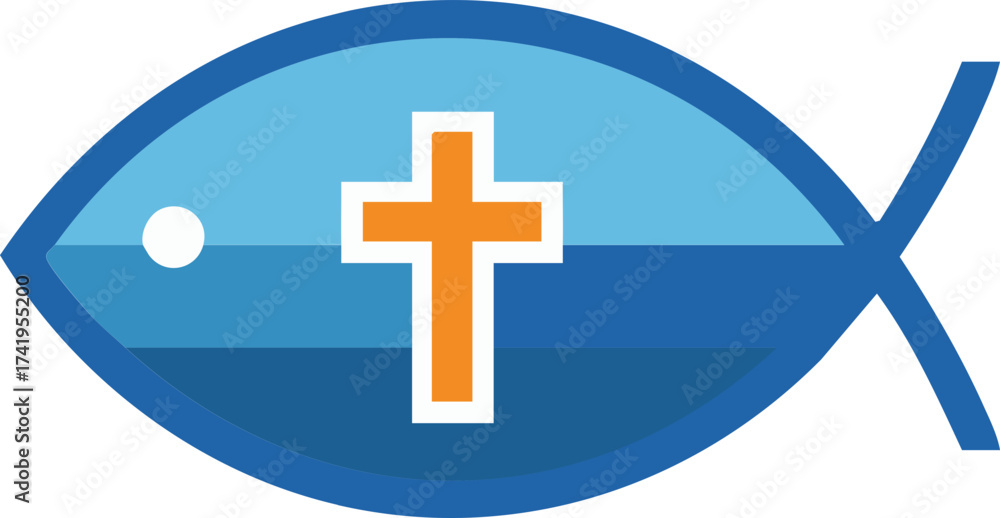 Obraz premium Blue Christian Fish Symbol