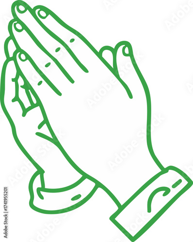 Green Outline Praying Hands