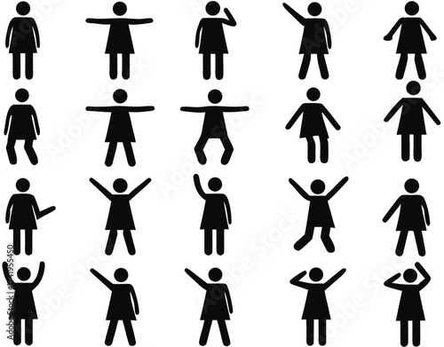 Set of active human pictogram in different colors illustrated

