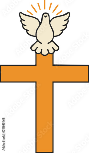 Cross with Dove Illustration