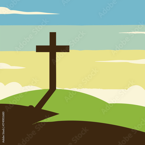 Cross with Sky Background