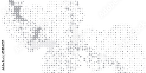 Grayscale Abstract Pattern of Circles and Dots Creating a Pixelated Digital Texture.
