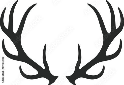 Elegant deer antlers graphic design element on transparent background silhouette