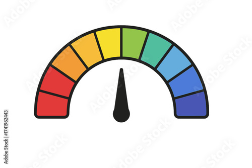 pH scale vector icon showing acid to alkaline values. Chemistry infographic element. Indicator for measuring acidic or basic levels. Colorful meter for science, balance, or rating.