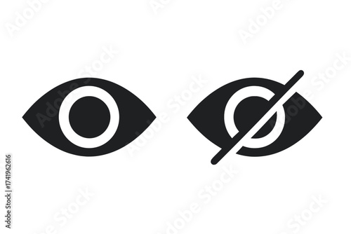 Show and hide password eye icon set. Vector symbols for UI and UX design. Visibility on and off toggle button for web and mobile app interface. View and no view sign.