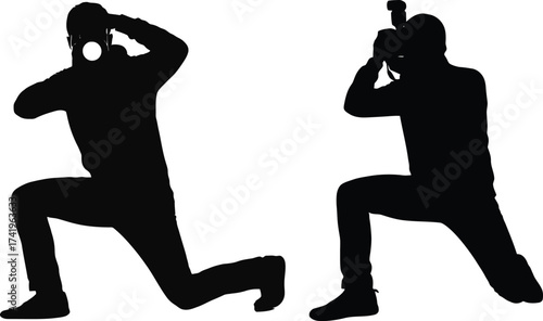 Dynamic silhouette figures capturing moments action photography sports activity