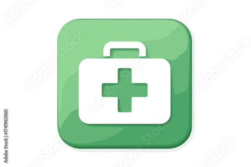 First aid kit icon. Health care web button. Medical service concept. Emergency cross symbol. Vector for app, online pharmacy. Clinic help sign. Hospital assistance logo.