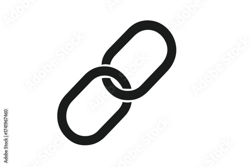 Link icon, chain symbol. Vector for connection, hyperlink, attachment. Concept of teamwork, partnership, collaboration, relationship, bond, strength, unity. Blockchain web element.