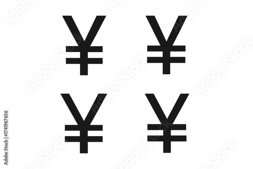 Yen symbol vector icon set. Japanese currency sign JPY. Financial and economic concept. Money illustration for business, banking, and investment. Japan finance graphic element.