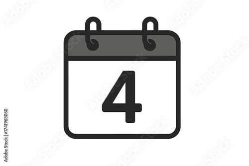 May 4 calendar icon vector. Date and appointment concept. Schedule reminder for event planning. Business deadline organizer symbol. Simple flat illustration for web and app design.