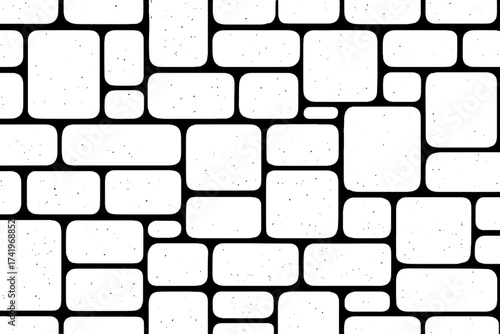 Seamless pavement pattern vector background. Paved brick surface with cobblestone floor texture. Stone path, street or sidewalk top view. Masonry block illustration.