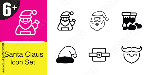 Santa Claus set of different objects vector illustration