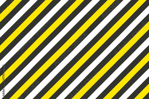 Yellow and black striped seamless pattern. Under construction warning tape background. Safety barrier for danger and hazard zones. Industrial striped vector texture design.