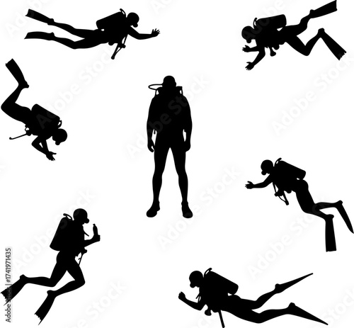 Scuba Diver Silhouette Collection