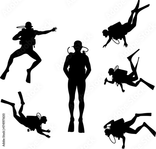 Scuba Diver Silhouette Collection
