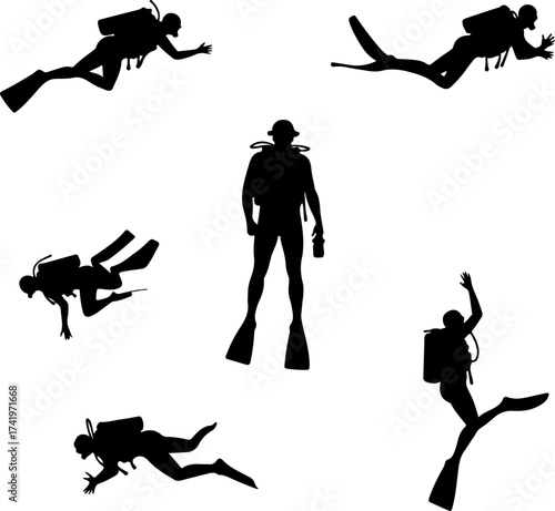 Scuba Diver Silhouette Collection