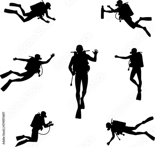 Scuba Diver Silhouette Collection