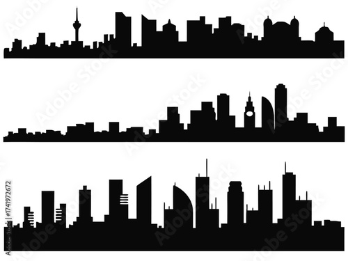 City Silhouettes illustrated on white

