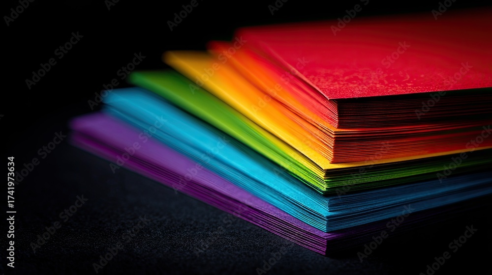 custom made wallpaper toronto digitalA stack of colorful papers arranged in a rainbow pattern.
