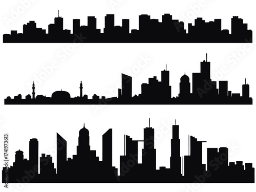 City Silhouettes illustrated on white

