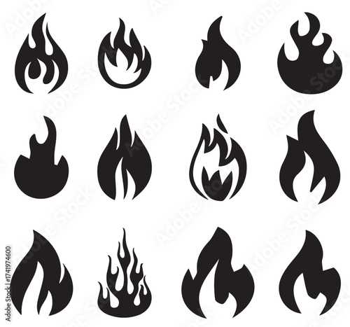 Ignite your designs with dynamic flames! Diverse collection of fire icons for edgy graphics and powerful visual statements