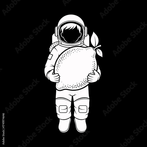 Astronaut Holding a Giant Lemon in Space.