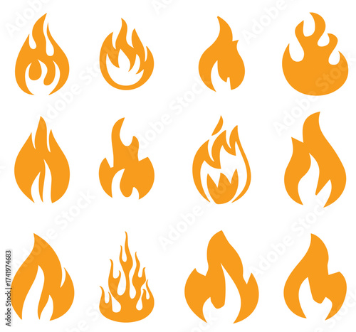 Ignite your designs with these vibrant flame icons, perfect for adding warmth and passion to any project needing a spark of energy