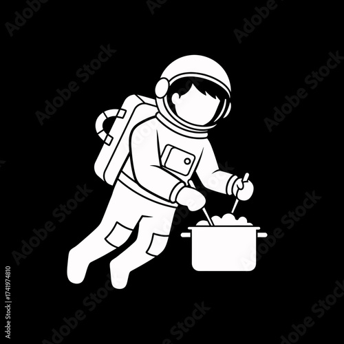Astronaut cooking in space a unique and creative illustration.