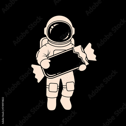 Astronaut with candy bar in space sweet treat space exploration cosmic.
