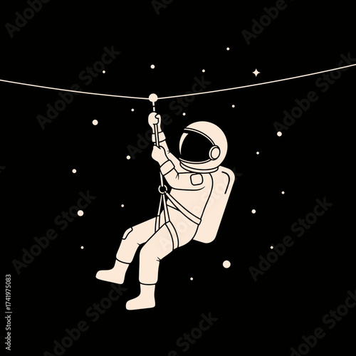 Astronaut Ziplining in Space A Thrilling Adventure in the Cosmos.
