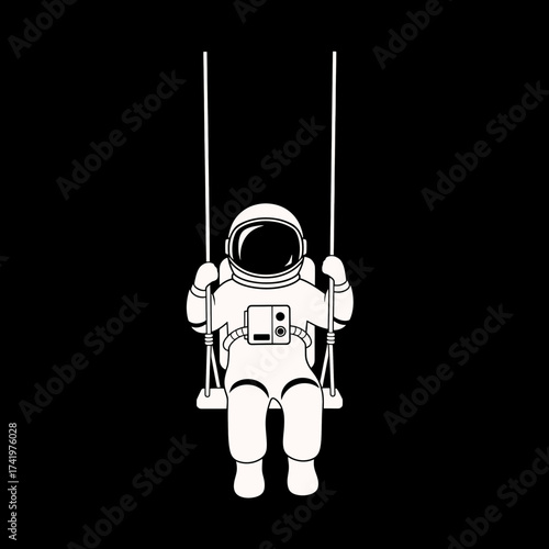 Astronaut on a swing a whimsical illustration of space exploration and childhood 1.