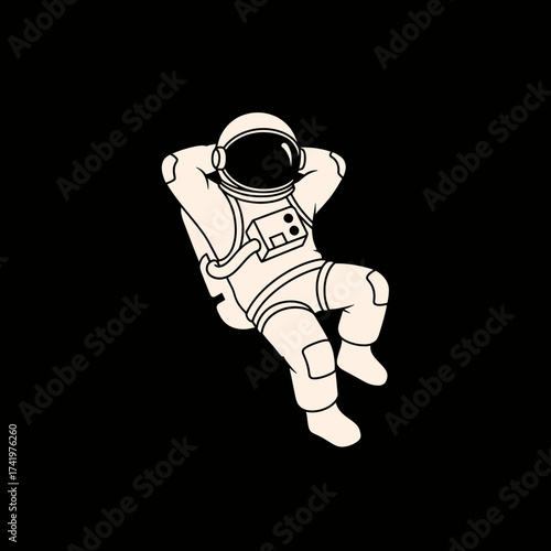 Astronaut Relaxing in Space with Hands Behind Head.