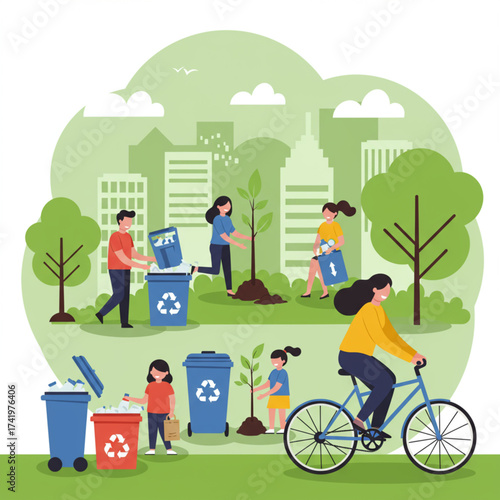 Eco Lifestyle and Sustainability Vector Illustration