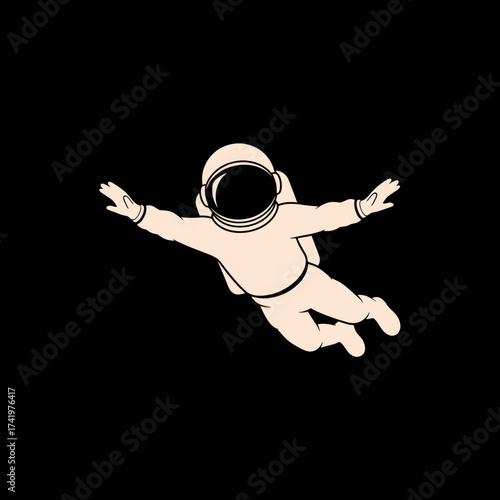 Astronaut floating in space with arms outstretched exploring the cosmos.