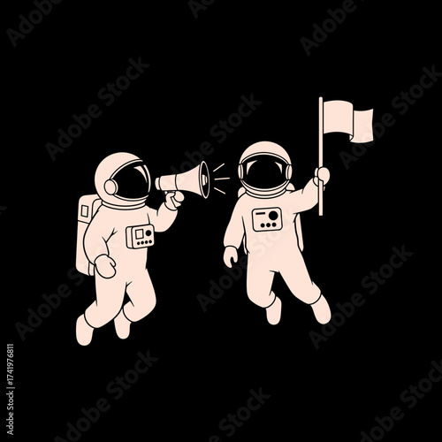 Astronauts in Space Announcing and Celebrating a Mission Accomplished.