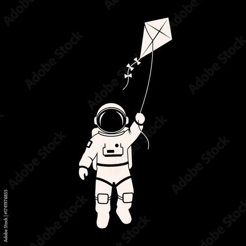 Astronaut in Space Holding Kite Playing and Enjoying the Moment.