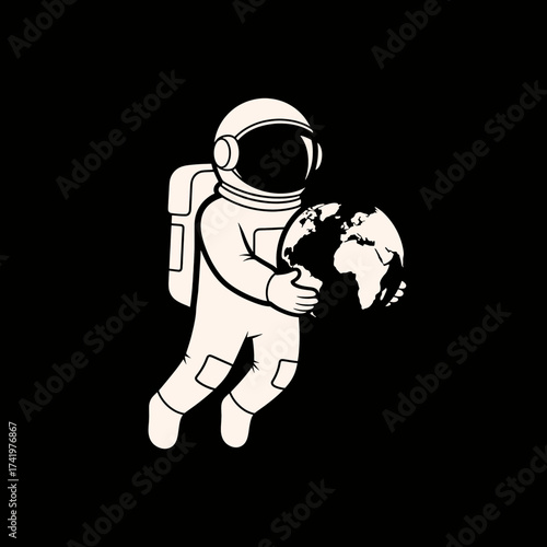 Astronaut floating in space holding the Earth a symbol of global unity.