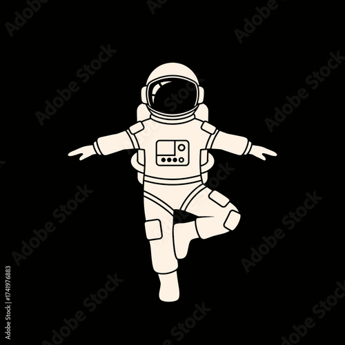 Astronaut in a balancing pose with arms outstretched in space 1.